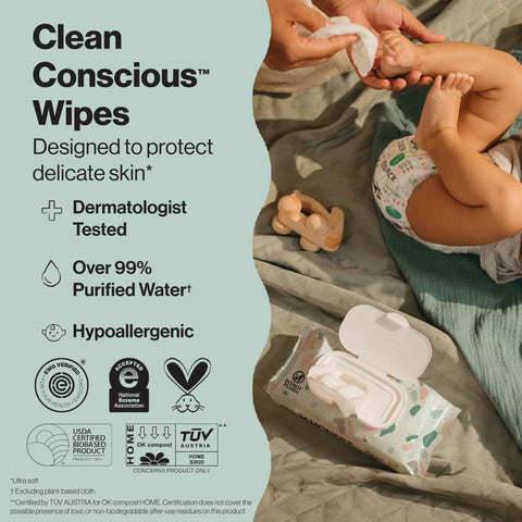Lenços Umedecidos Para Bebês Clean Conscious - Hipoalergênico